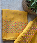 Raunak | راونک | रौनक : Embroidered Pure Chanderi Cotton Salwar (Earthy Yellow) - Image 5