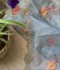 Gulmohar |  گل موہر  | गुलमोहर : Pastel Dhoop-Chaon Floral Applique Salwar (Blue)