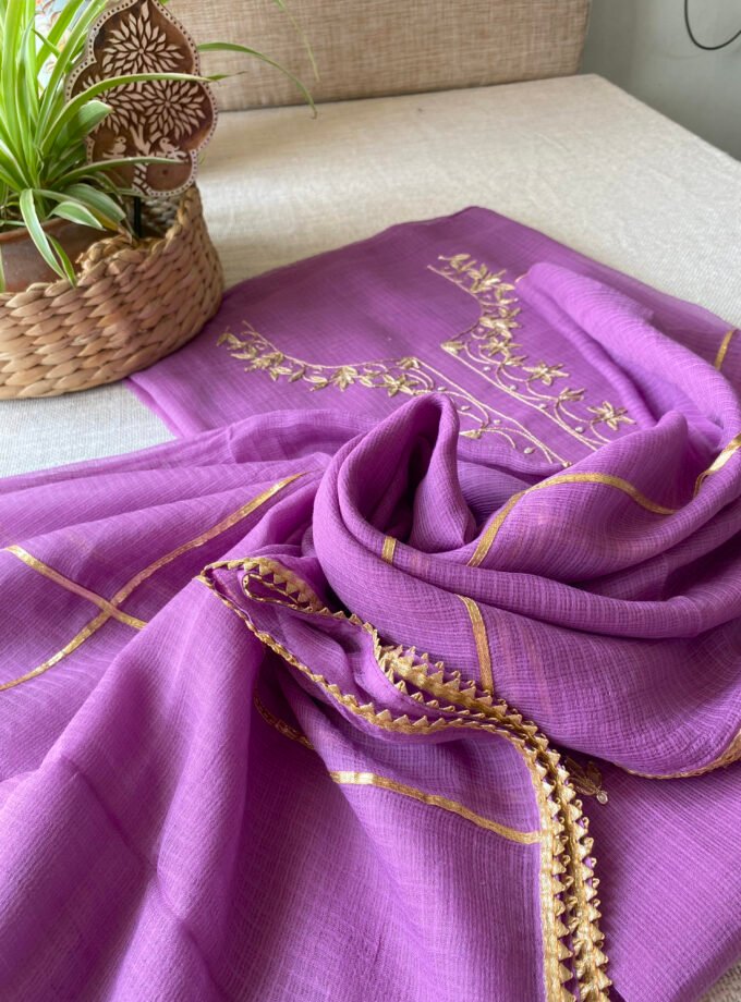Nazam | ﻧَﻈﻢ | नज़्म : Handworked Pure Kota Salwar (Lavender) by Ikhtirah