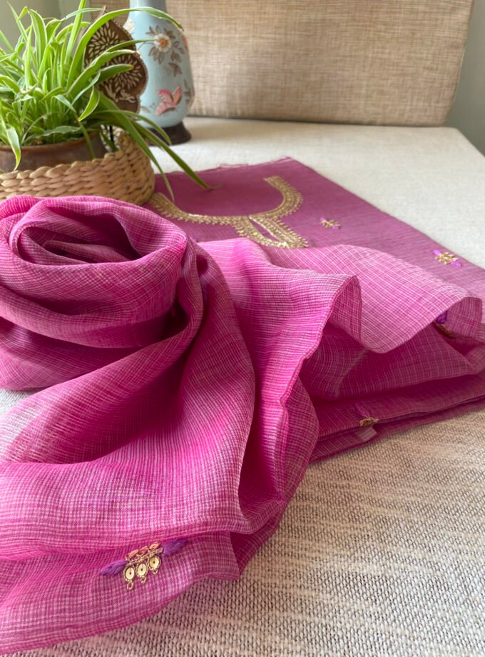 Nazam | ﻧَﻈﻢ | नज़्म : Handworked Pure Kota Salwar (Lilac) by Ikhtirah