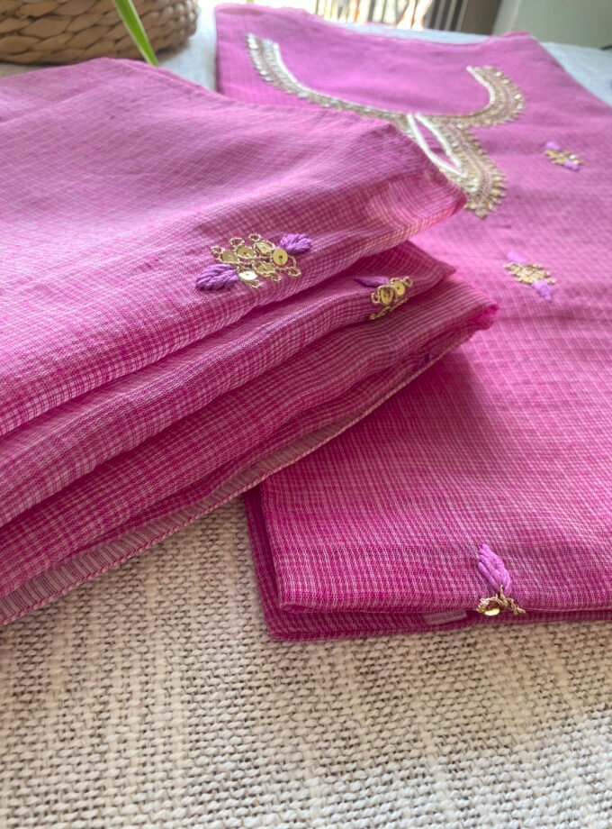 Nazam | ﻧَﻈﻢ | नज़्म : Handworked Pure Kota Salwar (Lilac) by Ikhtirah