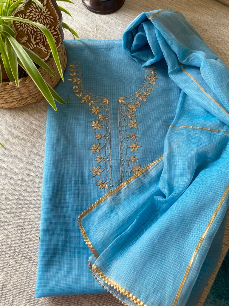 Handworked Gota Zardozi Kota Salwar (Firozi)