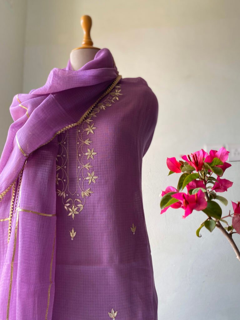Hand Embroidered Gota Kota by Kota Salwar by Ikhtirah