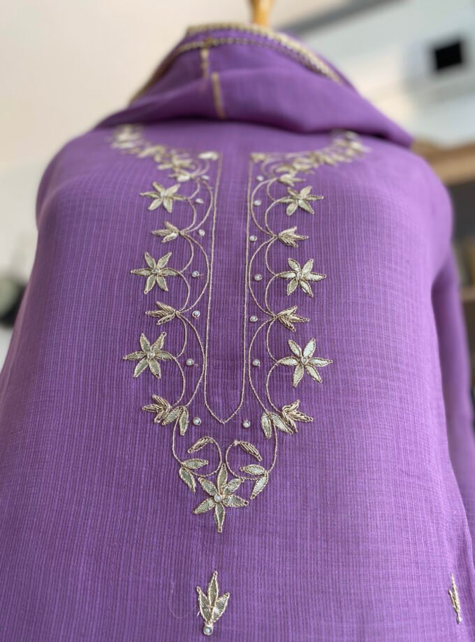 Nazam | ﻧَﻈﻢ | नज़्म : Handworked Pure Kota Salwar (Lavender) by Ikhtirah