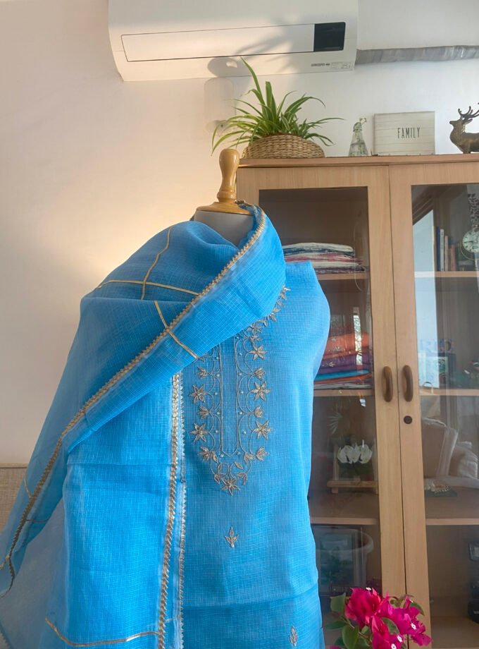 Nazam | ﻧَﻈﻢ | नज़्म : Handworked Kota Salwar (Firozi)