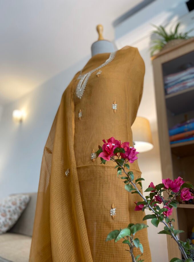 Nazam | ﻧَﻈﻢ | नज़्म : Handworked Kota Salwar (Camel) by Ikhtirah