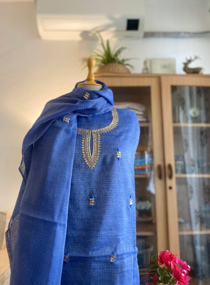 Nazam | ﻧَﻈﻢ | नज़्म : Handworked Pure Kota Salwar (Blue)
