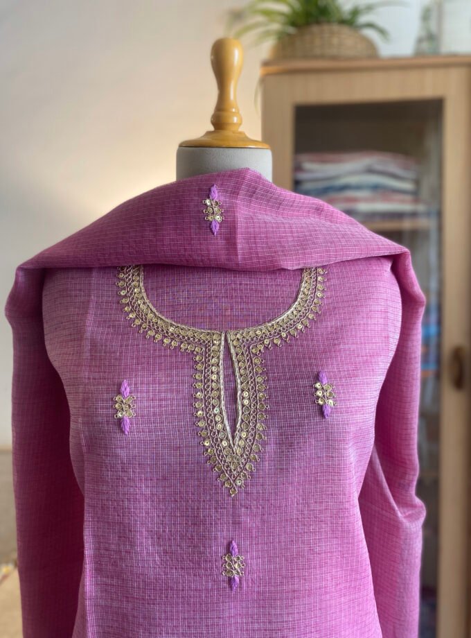 Nazam | ﻧَﻈﻢ | नज़्म : Handworked Pure Kota Salwar (Lilac) by Ikhtirah