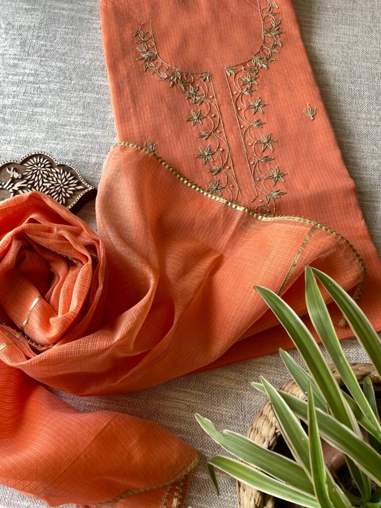 Handworked Gota Zardozi Kota Salwar (Orange)