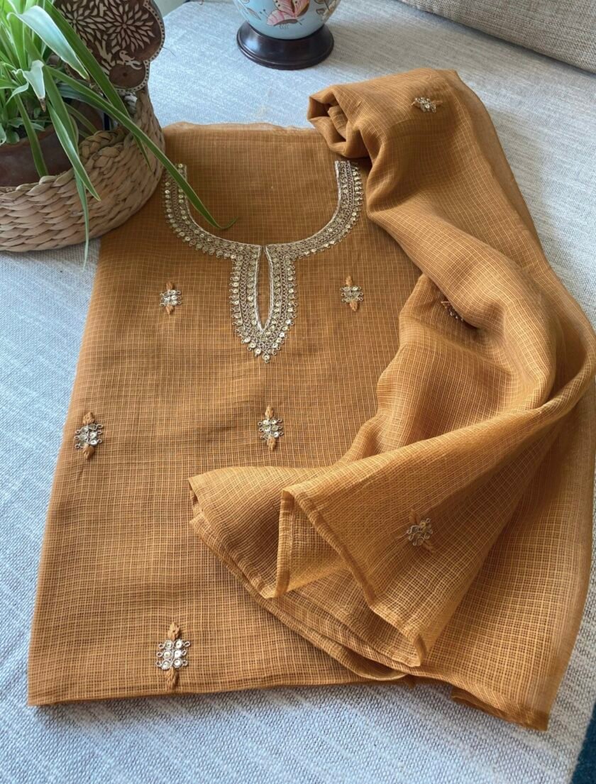 Nazam |  ﻧَﻈﻢ  | नज़्म : Handworked Kota Salwar (Camel) by Ikhtirah - Image 2