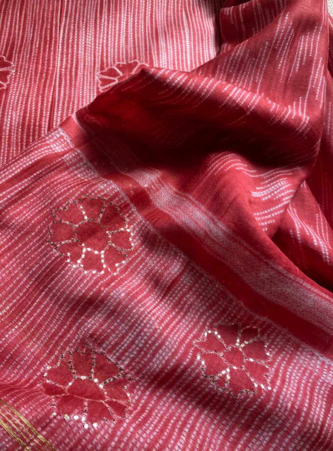 Nakshatra | حرفي | नक्षत्र : Mukaish worked Shibori on Maheshwari Silk Salwars