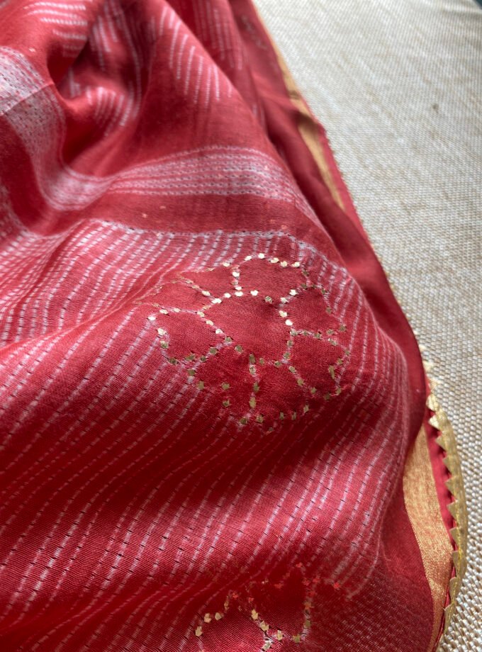 Nakshatra | حرفي | नक्षत्र : Mukaish worked Shibori on Maheshwari Silk Salwars