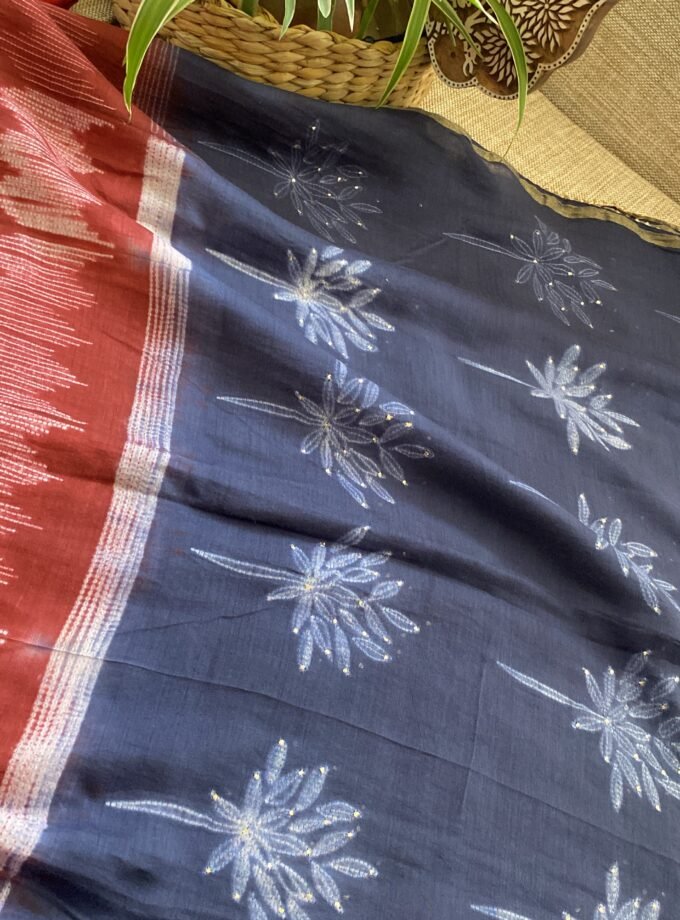 Nakshatra | حرفي | नक्षत्र : Mukaish worked Shibori on Maheshwari Silk Salwars