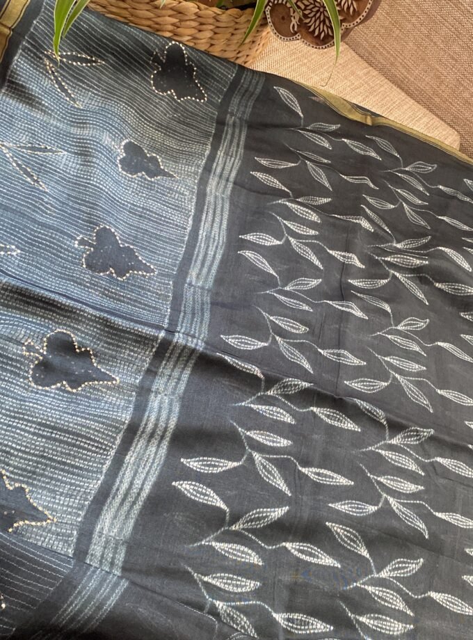 Nakshatra | حرفي | नक्षत्र : Mukaish worked Shibori on Maheshwari Silk Salwars