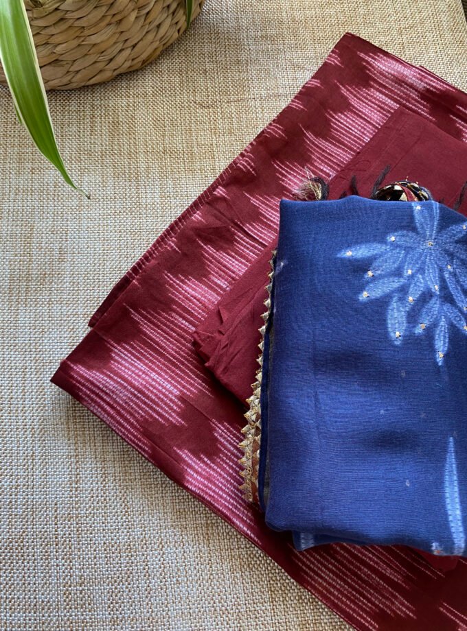 Nakshatra | حرفي | नक्षत्र : Mukaish worked Shibori on Maheshwari Silk Salwars
