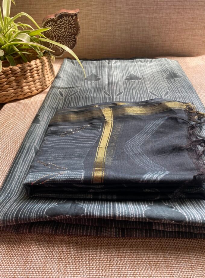 Nakshatra | حرفي | नक्षत्र : Mukaish worked Shibori on Maheshwari Silk Salwars