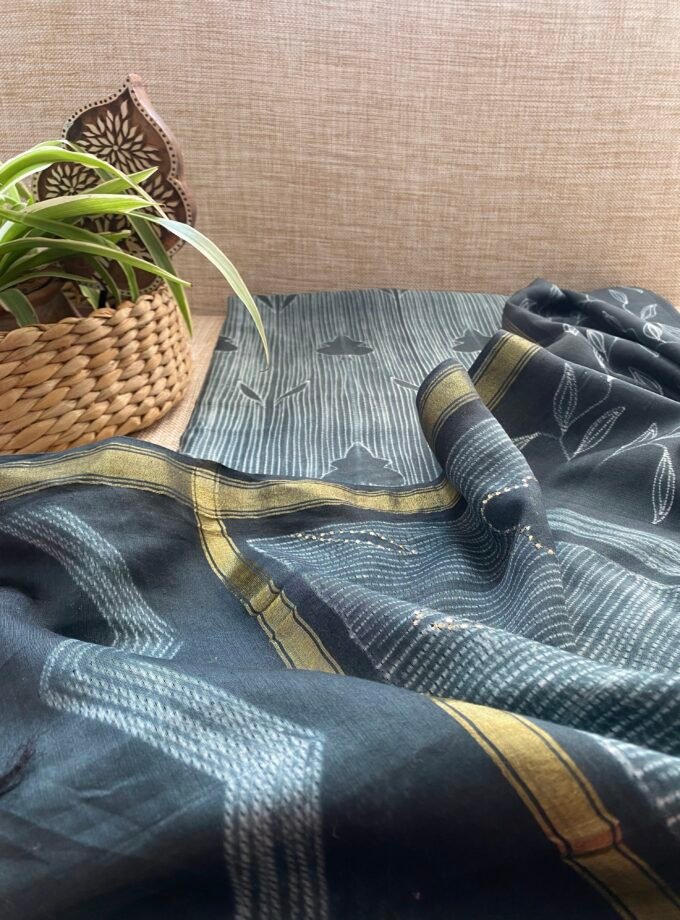 Nakshatra | حرفي | नक्षत्र : Mukaish worked Shibori on Maheshwari Silk Salwars