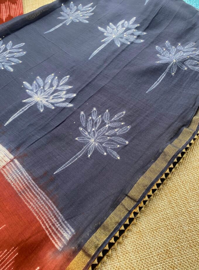 Nakshatra | حرفي | नक्षत्र : Mukaish worked Shibori on Maheshwari Silk Salwars