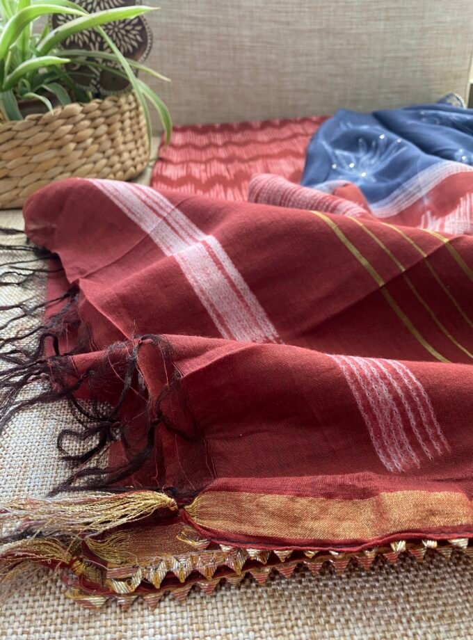 Nakshatra | حرفي | नक्षत्र : Mukaish worked Shibori on Maheshwari Silk Salwars