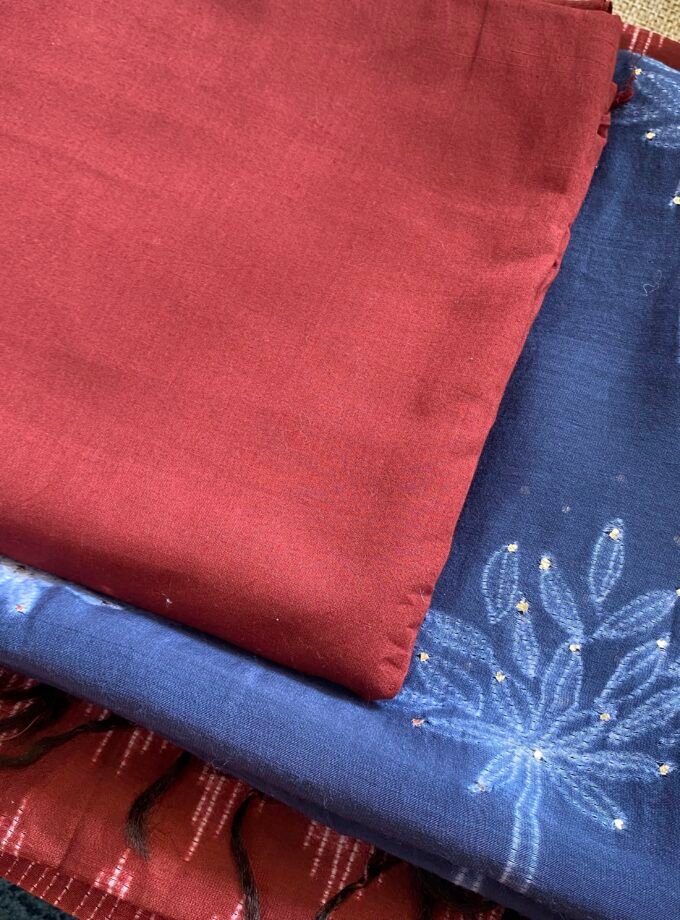 Nakshatra | حرفي | नक्षत्र : Mukaish worked Shibori on Maheshwari Silk Salwars