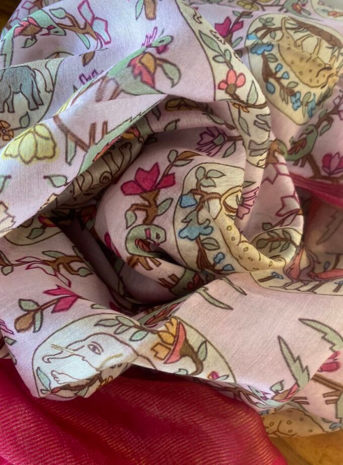 Manjul | منجول | मंजुल : Pure Chanderi Silk Salwars by Ikhtirah (Dark Rani Pink)