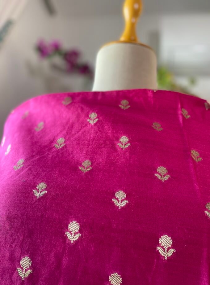 Manjul | منجول | मंजुल : Pure Chanderi Silk Salwars by Ikhtirah (Dark Rani Pink)