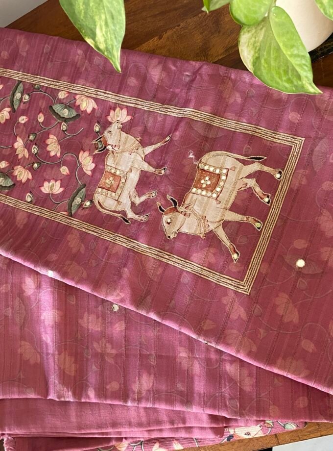 Gauri | गौरी : Semi Tusser Salwar by Ikhtirah (Rusty Pink)