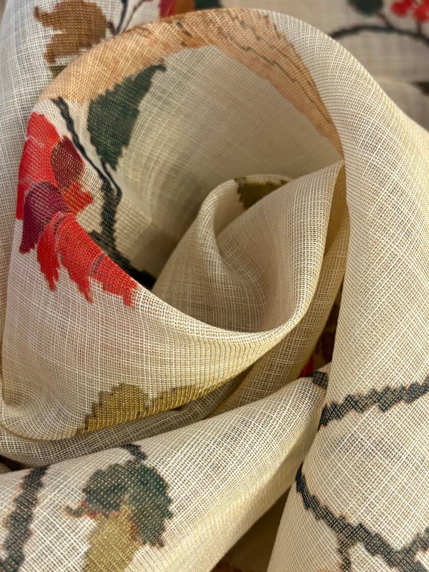 Shimmer Cotton Linen Salwar with Hand Kantha Highlights by Ikhtirah - Image 5