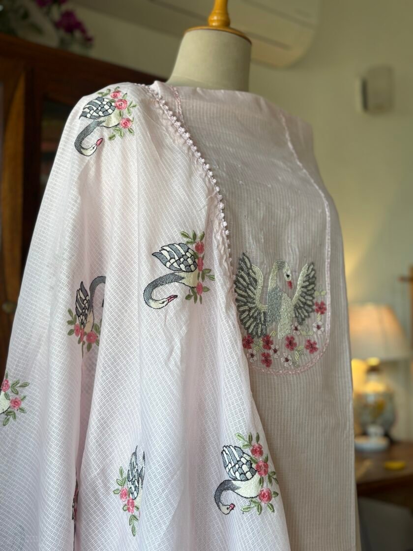 Pearl Embroidered Kota Silk Salwars by Ikhtirah - Image 2