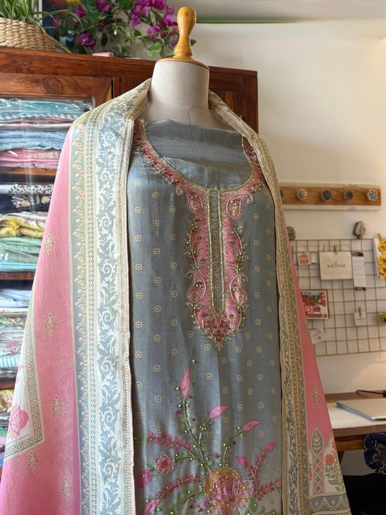 Breezy Shimmer Muslin Floral Salwar by Ikhtirah