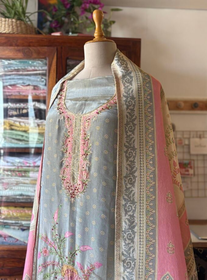 Breezy Shimmer Muslin Floral Salwar by Ikhtirah