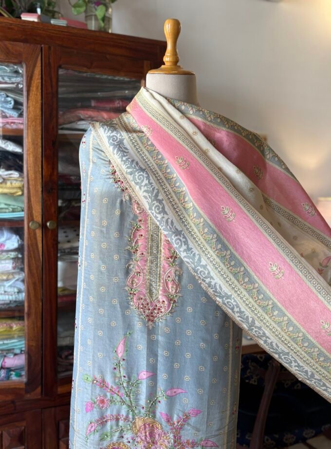 Breezy Shimmer Muslin Floral Salwar by Ikhtirah