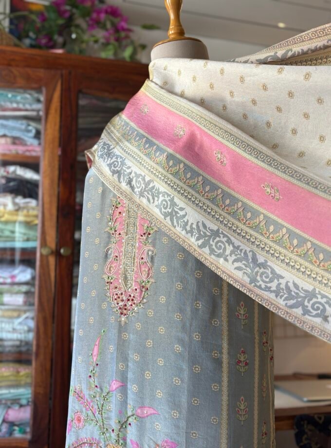 Breezy Shimmer Muslin Floral Salwar by Ikhtirah