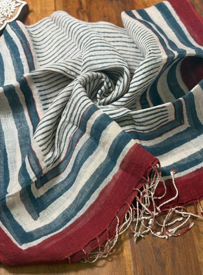 Kalaa : Natural Dye HandBlock Pure Cotton - Pure Linen Kurta Dupatta by Ikhtirah