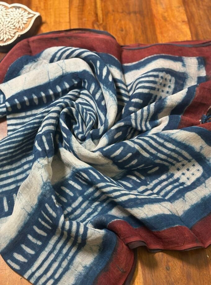 Kalaa : Natural Dye HandBlock Pure Cotton - Pure Linen Kurta Dupatta by Ikhtirah