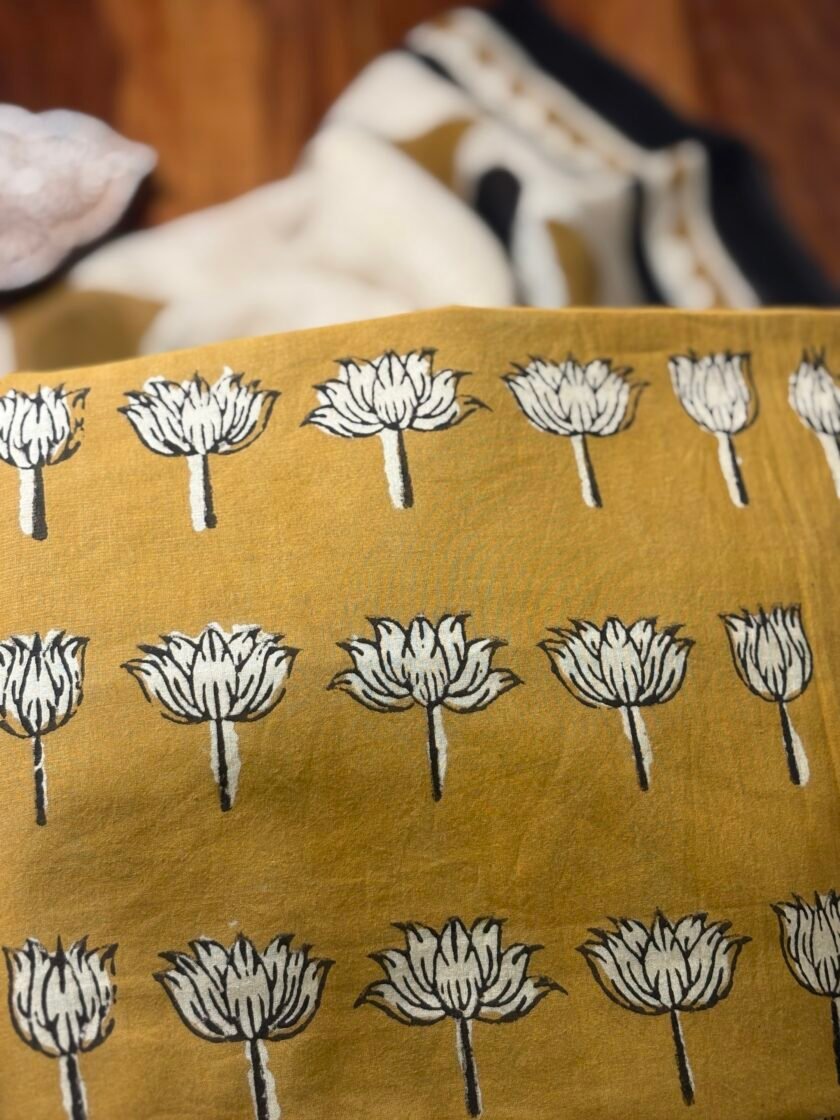Kalaa :  Natural Dye HandBlock Pure Cotton - Pure Linen Kurta Dupatta by Ikhtirah - Image 3