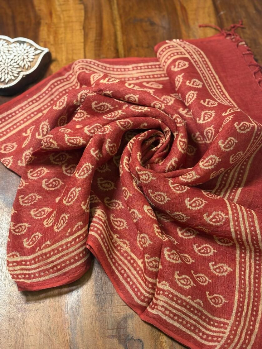 Kalaa :  Natural Dye HandBlock Pure Cotton - Pure Linen Kurta Dupatta by Ikhtirah - Image 2