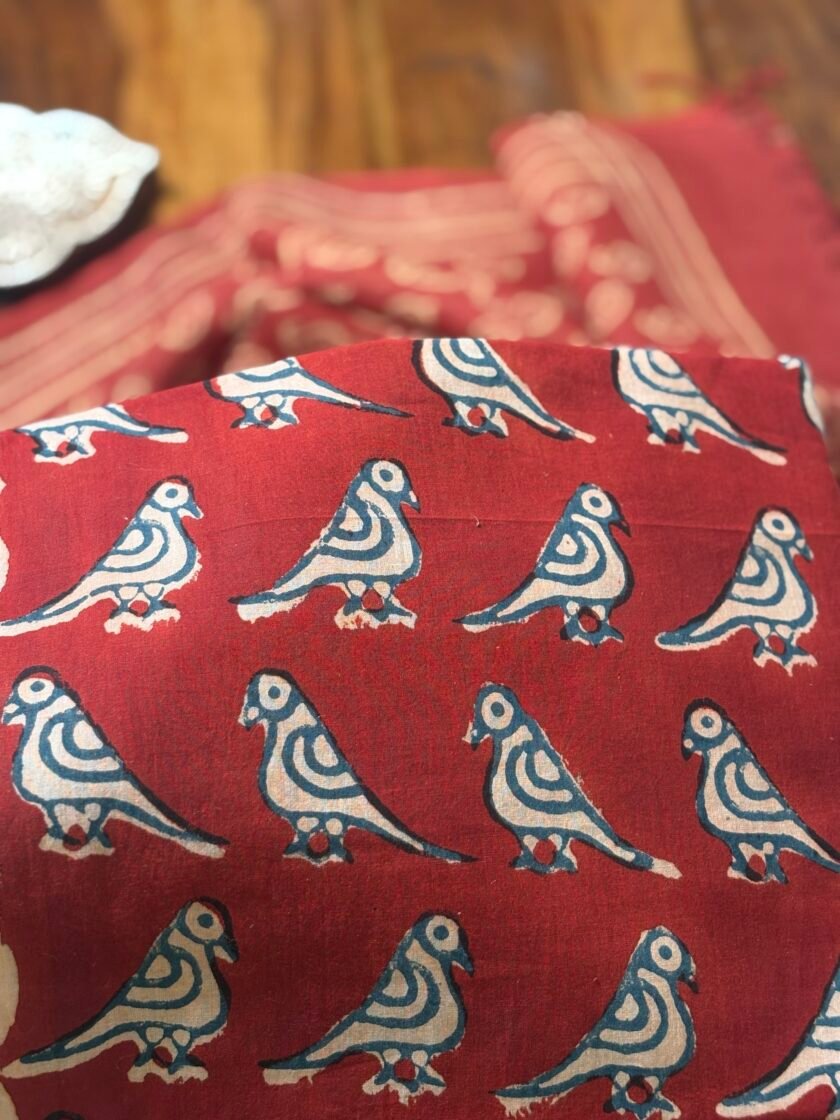 Kalaa :  Natural Dye HandBlock Pure Cotton - Pure Linen Kurta Dupatta by Ikhtirah - Image 3