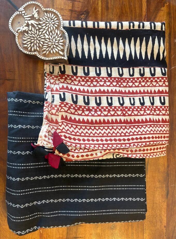 Kalaa : Handblock Cotton Mul Duppatta - Woven Pure Cotton Kurta Fabric by Ikhtirah