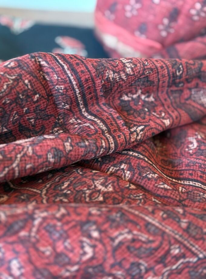 Kalaa : Handblock Pure Kota Ajrakh Duppatta - Pure Cotton Handblock Kurta by Ikhtirah