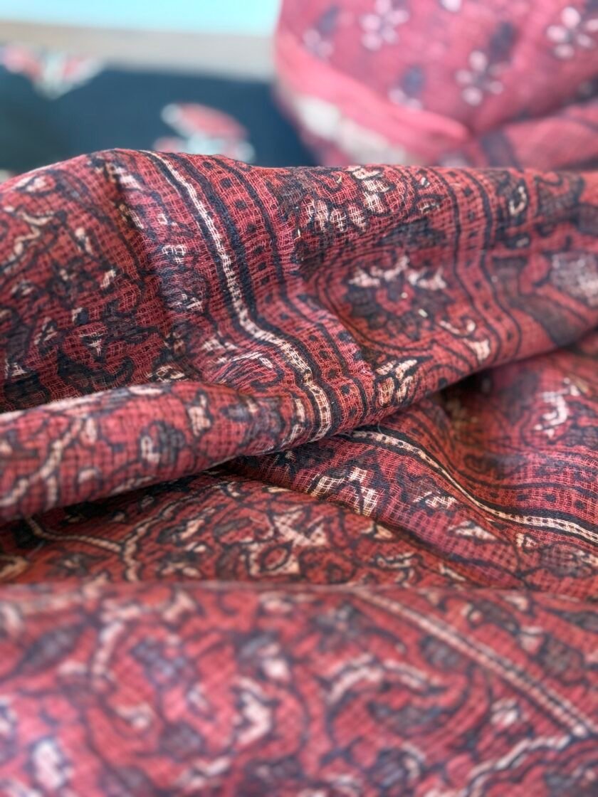 Kalaa : Handblock Pure Kota Ajrakh Duppatta - Pure Cotton Handblock Kurta by Ikhtirah - Image 4