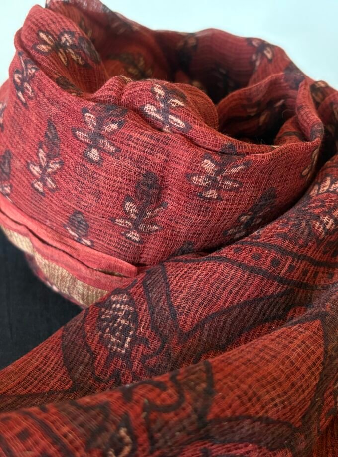 Kalaa : Handblock Pure Kota Ajrakh Duppatta - Pure Cotton Handblock Kurta by Ikhtirah