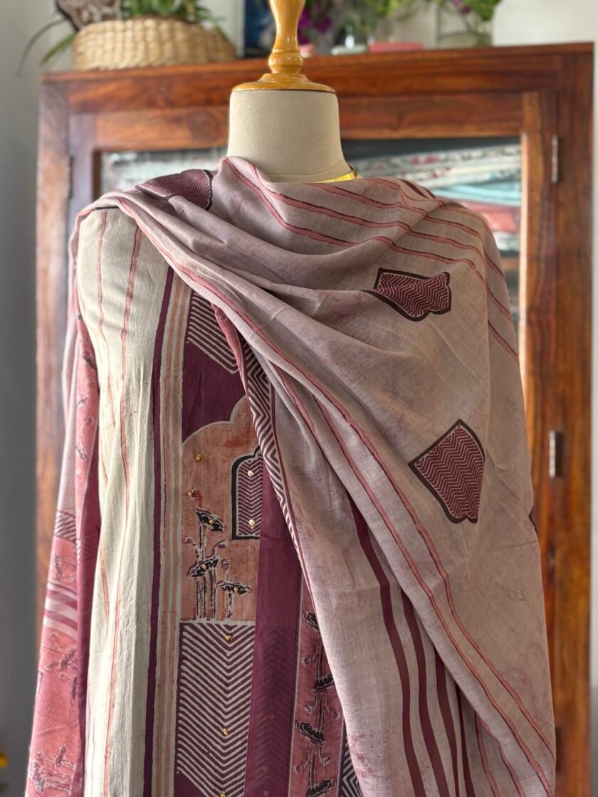 Hand Highlighted Pure Cotton Hand-blocked Salwars by Ikhtirah - Image 3