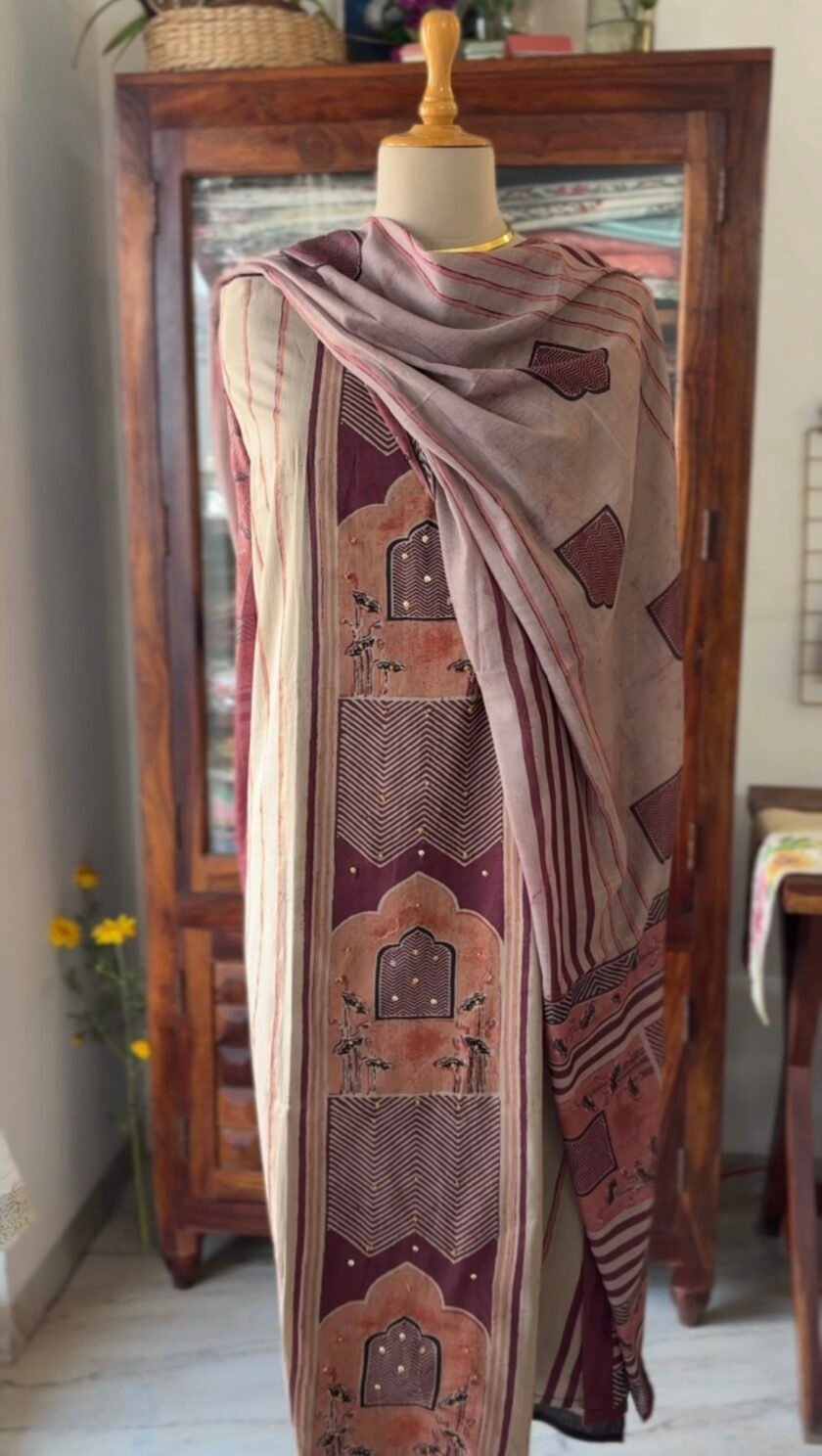 Hand Highlighted Pure Cotton Hand-blocked Salwars by Ikhtirah - Image 5