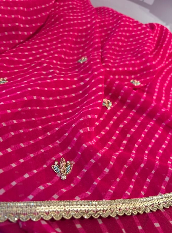 Hand Embroidered Leheriya Georgette Salwar by Ikhtirah