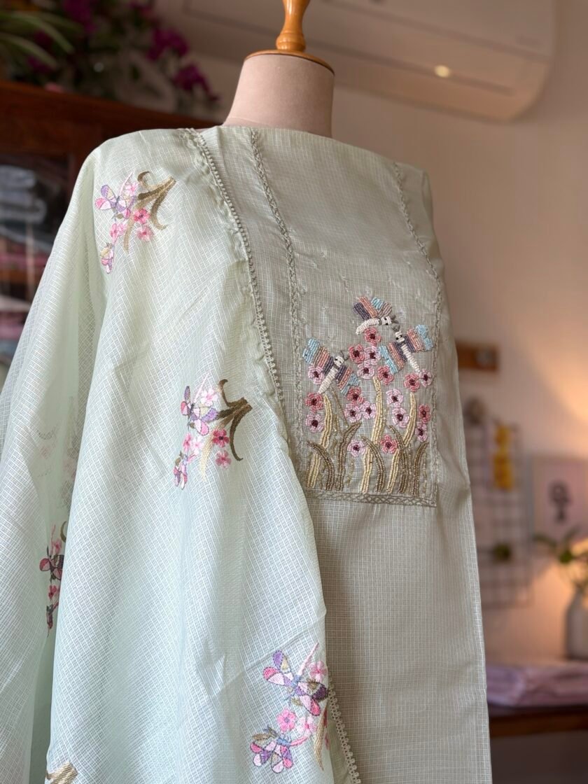 Pearl Embroidered Kota Silk Salwars by Ikhtirah - Image 2