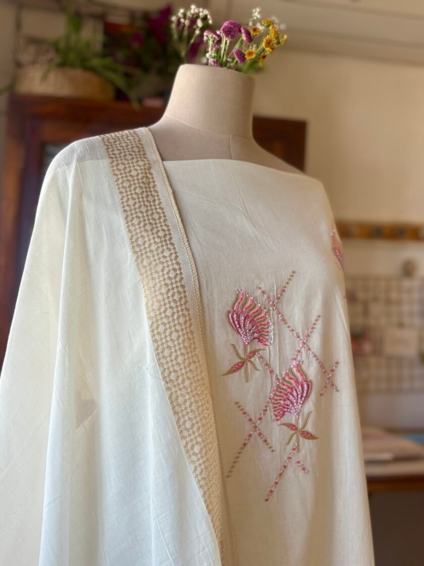 Pure Woven Organic Cotton with hand highlights Salwar by Ikhtirah - Image 2