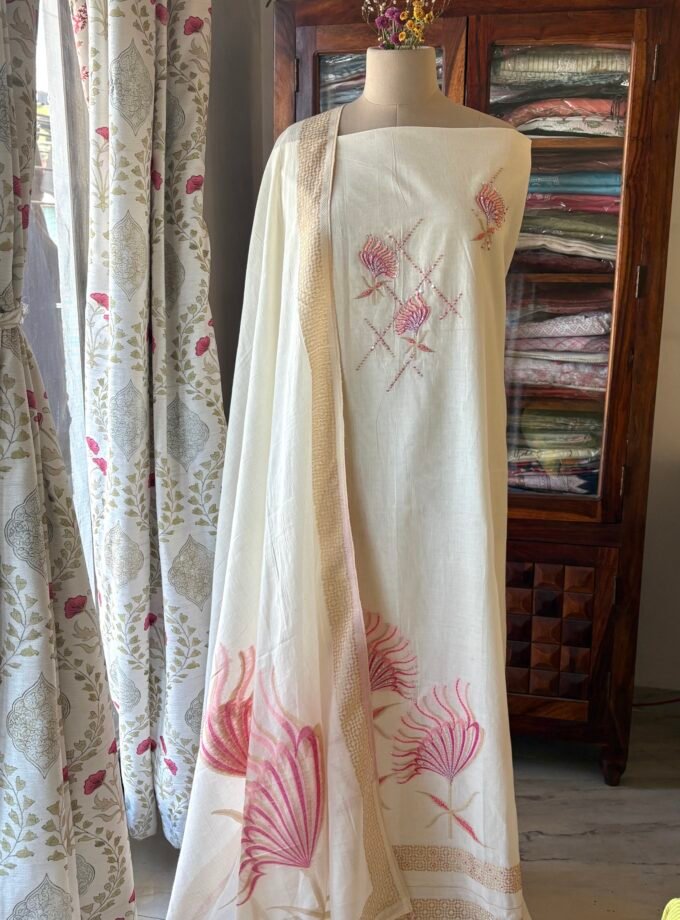 Pure Woven Organic Cotton with hand highlights Salwar by Ikhtirah