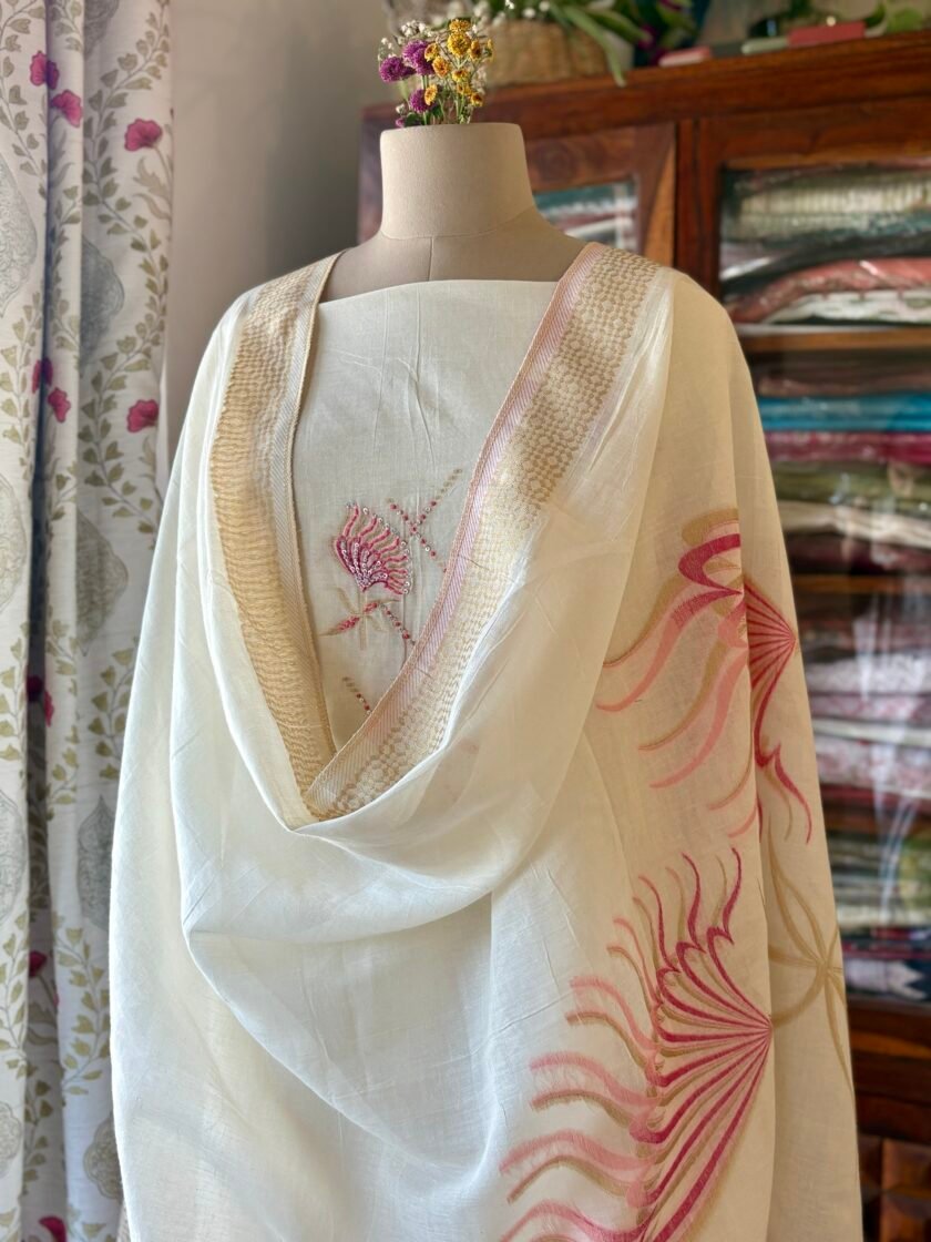 Pure Woven Organic Cotton with hand highlights Salwar by Ikhtirah - Image 3