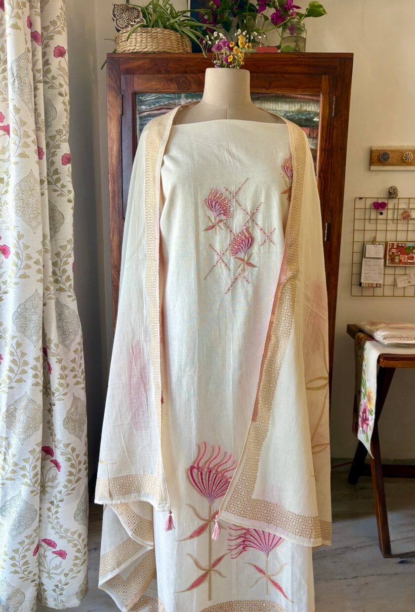 Pure Woven Organic Cotton with hand highlights Salwar by Ikhtirah - Image 6